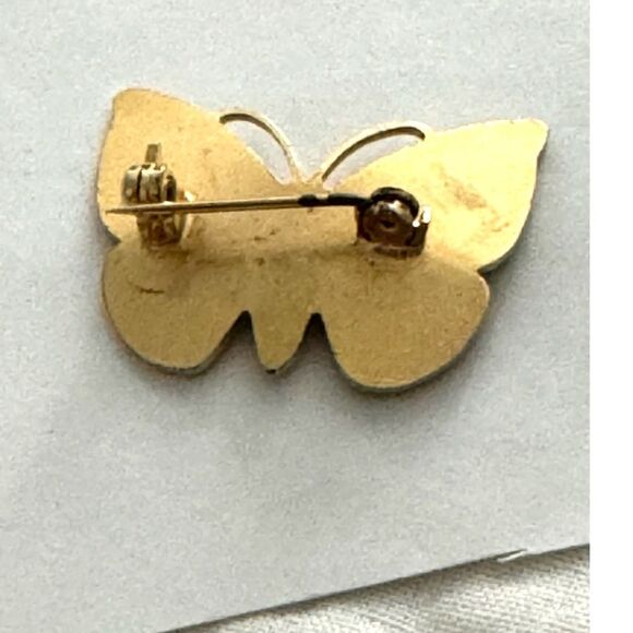 Vintage Green Enamel Butterfly pin - Picture 3 of 3